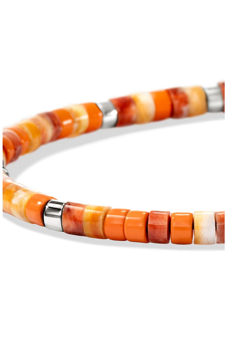 Heishi Bracelet, Gemstones, Sterling Silver, Alternate, color, ORANGE