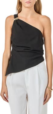 Endless Rose One Shoulder Ruched Asymmetric Hem Top