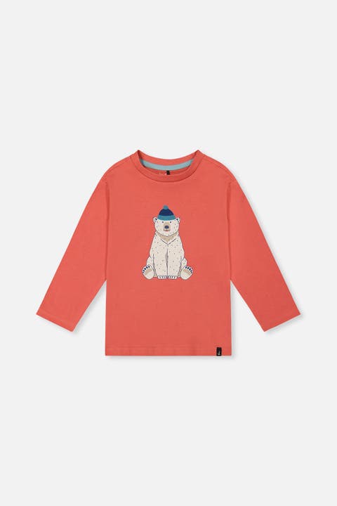 Organic Cotton Crew Neck Polar Bear Graphic Long Sleeve T-Shirt