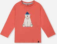 Deux par Deux Organic Cotton Crew Neck Polar Bear Graphic Long Sleeve T-Shirt