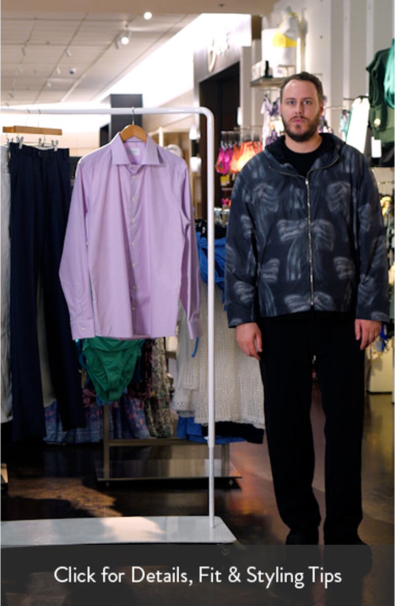 Slim Fit Purple Check Cotton Dobby Dress Shirt, sales video thumbnail