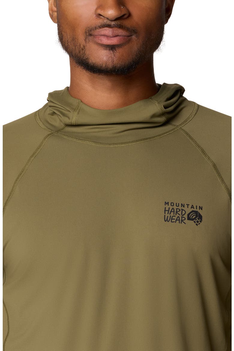 Crater Lake Long Sleeve Hoodie, Alternate, color, COMBAT GREEN