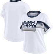 WEAR by Erin Andrews Women's WEAR by Erin Andrews White Dallas Cowboys Cropped Center Stripe Dolman T-Shirt