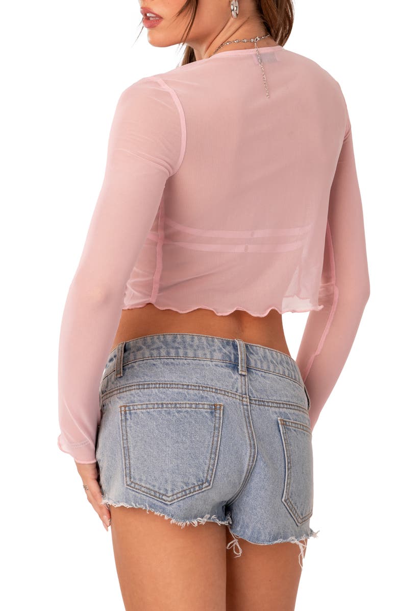 EDIKTED Sheer Mesh Crop Top, Alternate, color, 