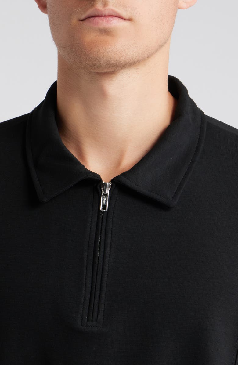 Topman Premium Oversize Zip Polo, Alternate, color, Black
