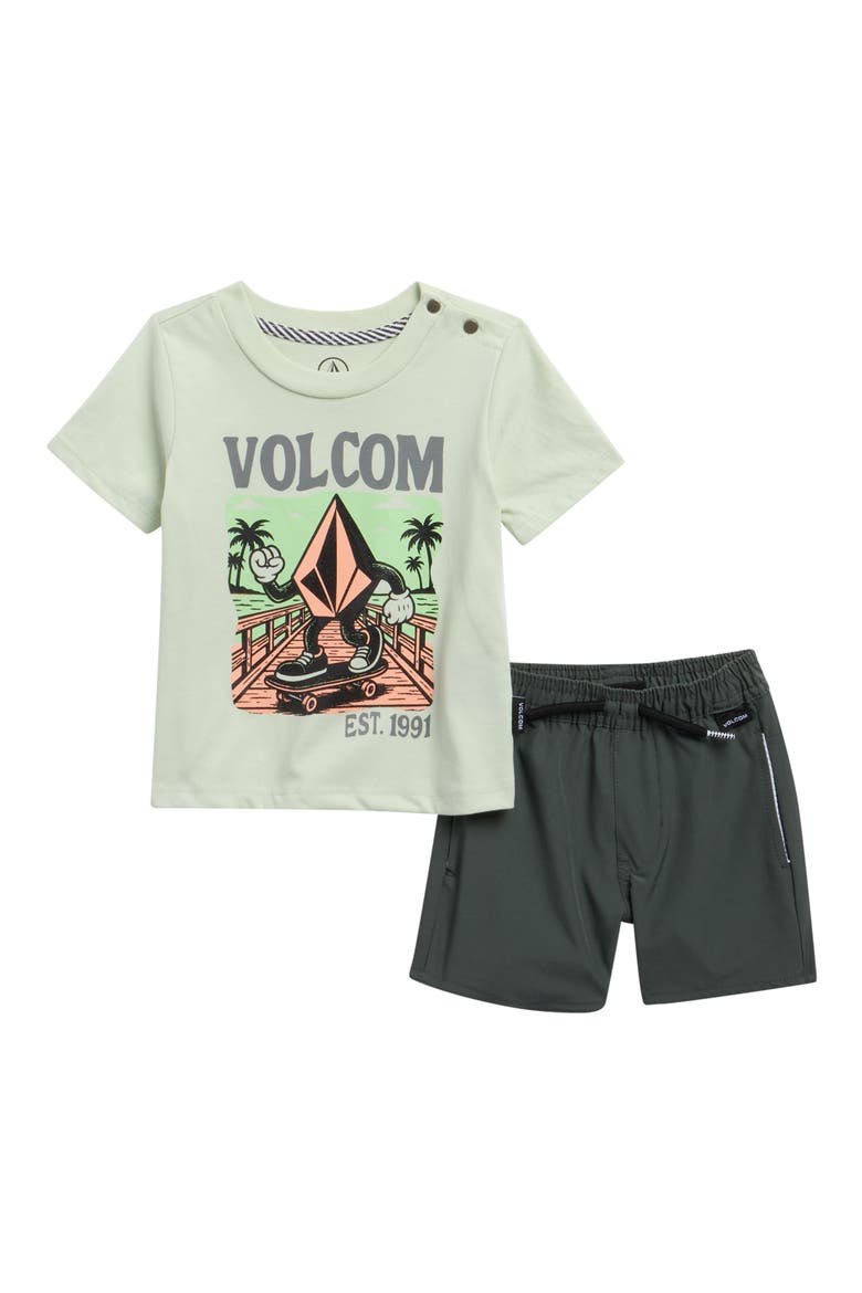 Graphic T-Shirt & Shorts Set, Main, color, AQUA