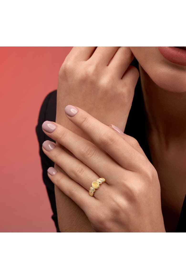 Citrine Oval Beaded Ring Yellow Plated Silver, Alternate, color, Citrine