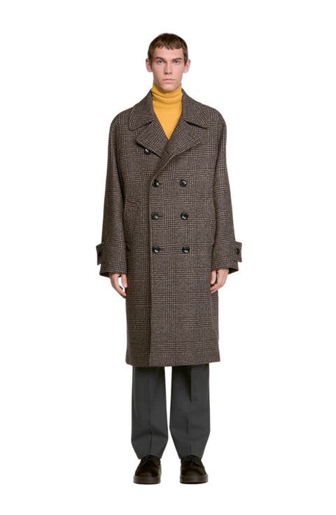 Check wool coat