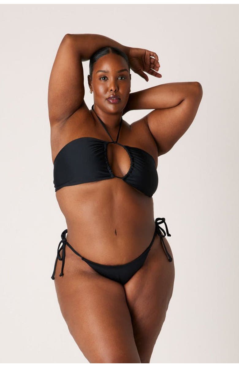 LONDRE BODYWEAR The Side Tie Bottoms, Alternate, color, Matte Black