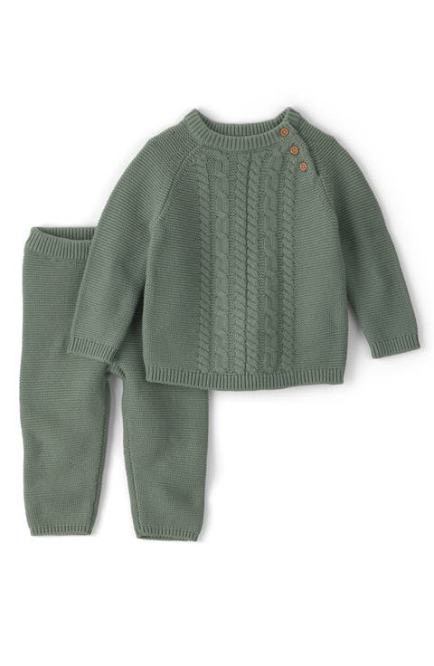 Kids' 2-Piece Organic Cotton Cable Knit Sweater & Pants Set