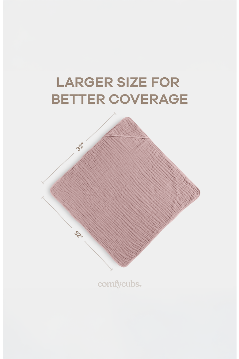 Hooded Baby Towels - 6 Layers, Pack of 1, Alternate, color, Mauve