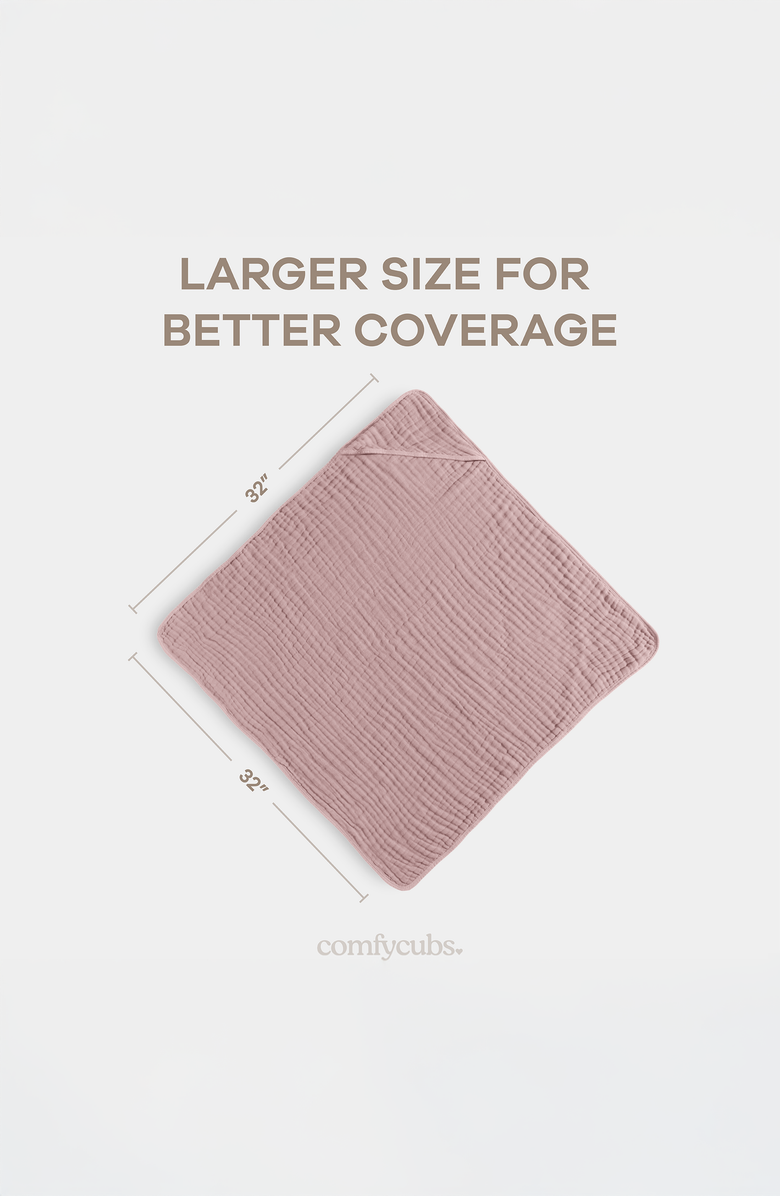 Comfy Cubs Hooded Baby Towels - 6 Layers, Pack of 1, Alternate, color, Mauve