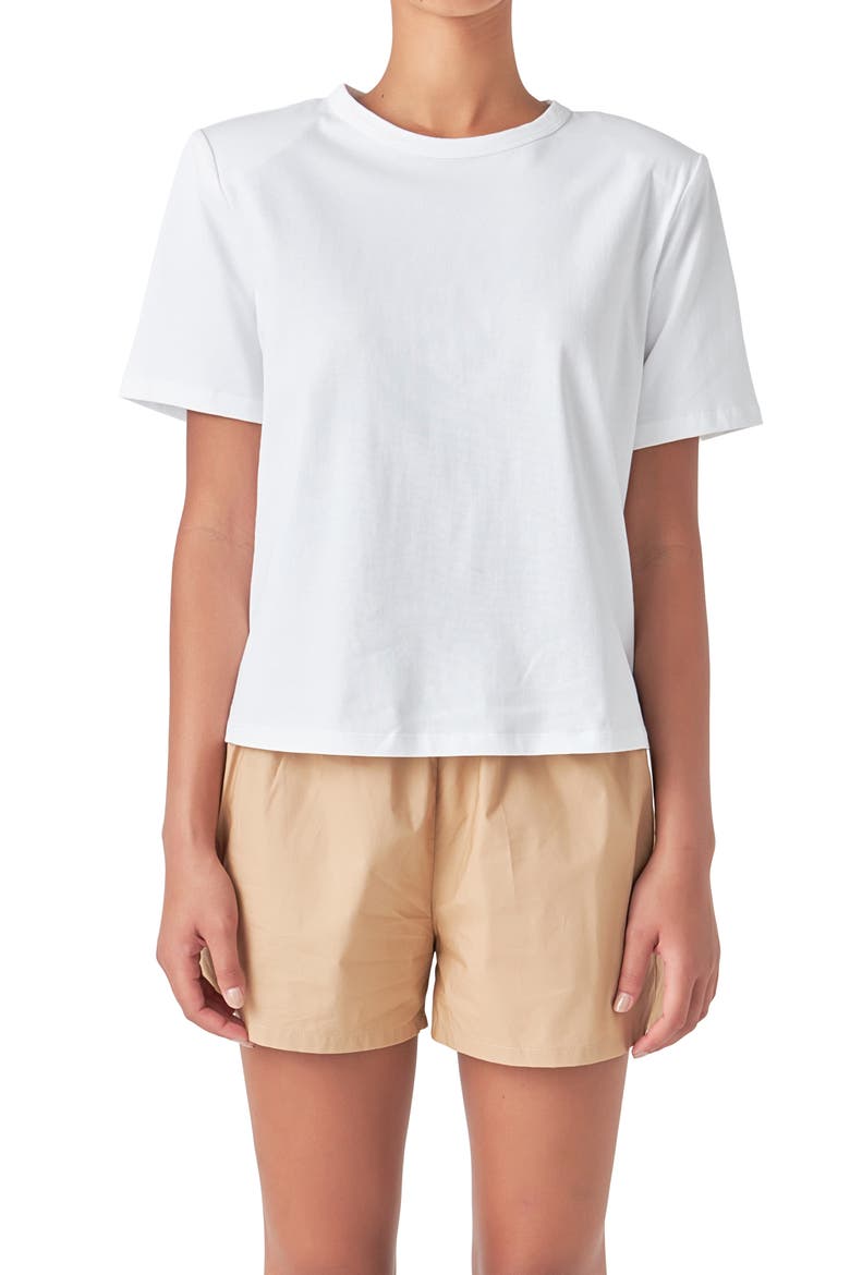 Power Shoulder Cotton T-Shirt, Alternate, color, WHITE