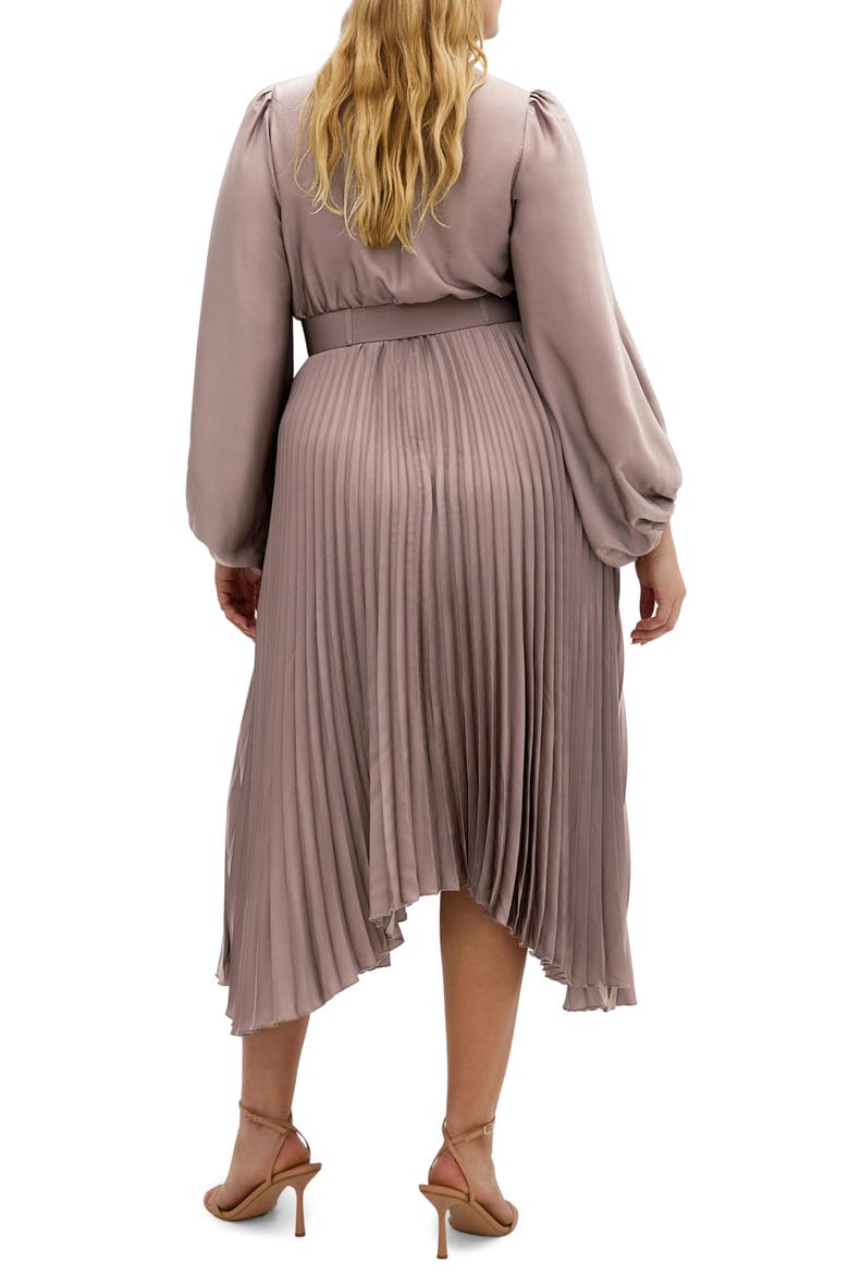 Amara Accordion Pleat Sateen Dress, Alternate, color, MINK