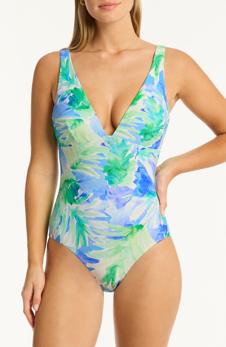 Sea Level Key Largo Triangle One-Piece Swimsuit, Main, color,