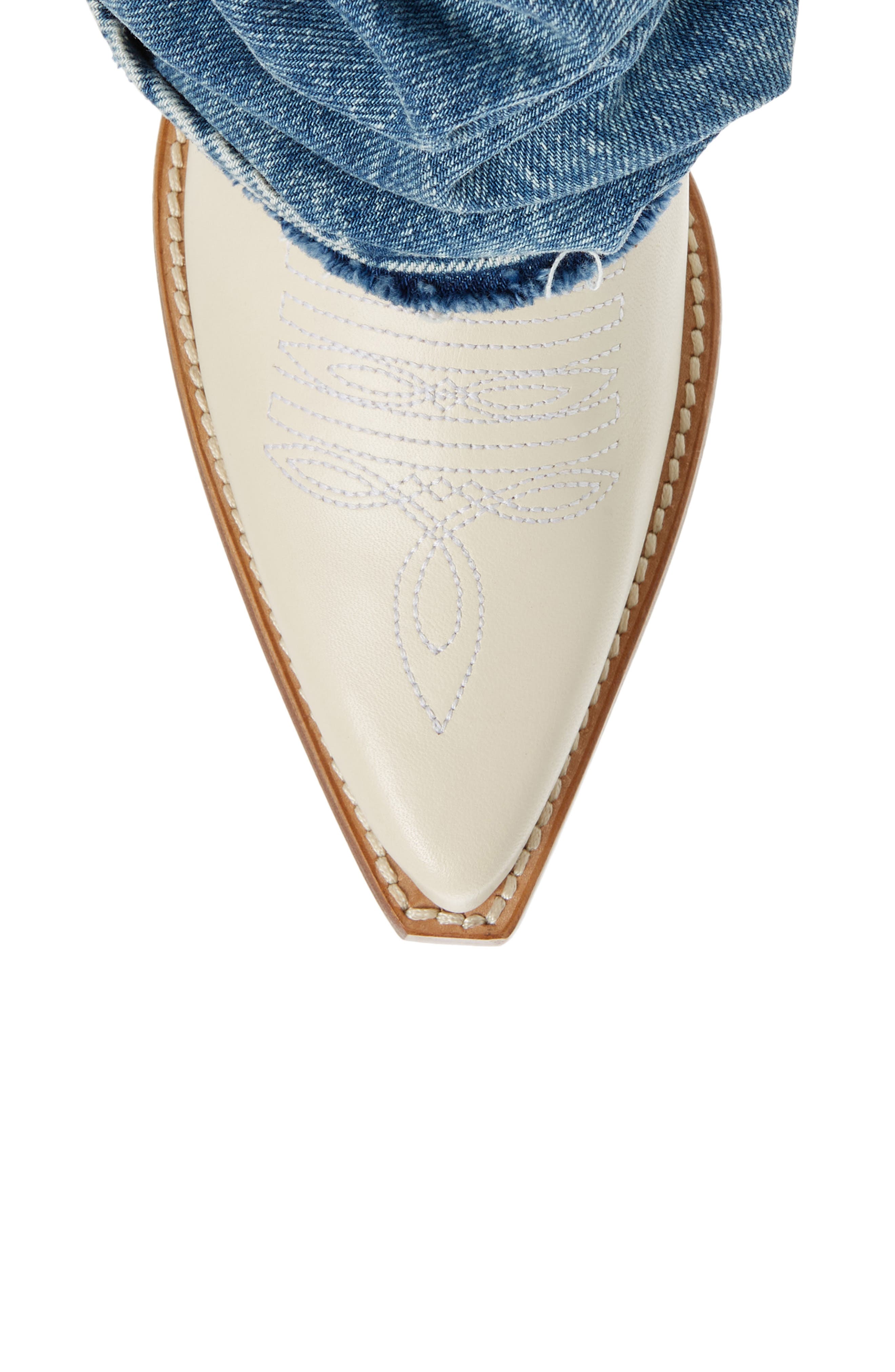 R13 Denim Sleeve Western Boot, Alternate, color, Indigo