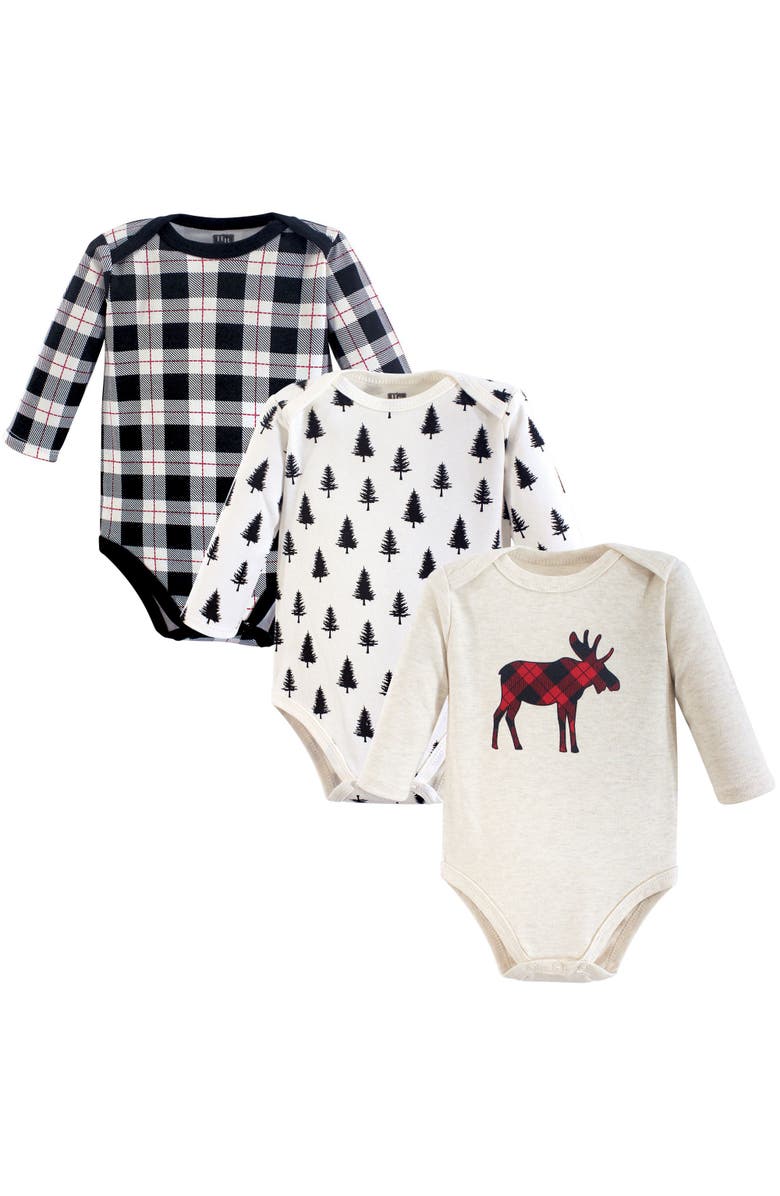 Hudson Baby Cotton Long-Sleeve Bodysuits 3-Pack, Main, color, Moose