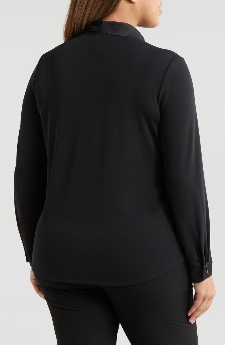 Anne Klein Mixed Media Jersey & Satin Top, Alternate, color, 