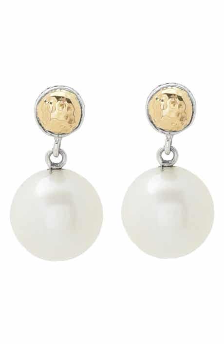 Sterling Silver & 18k Gold South Sea Pearl Drop Earrings