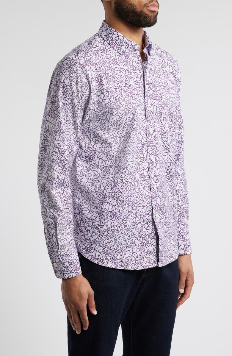 Tommy Bahama Lazlo Seaside Soiree Leaf Print Button-Up Shirt, Alternate, color, Violet Indigo