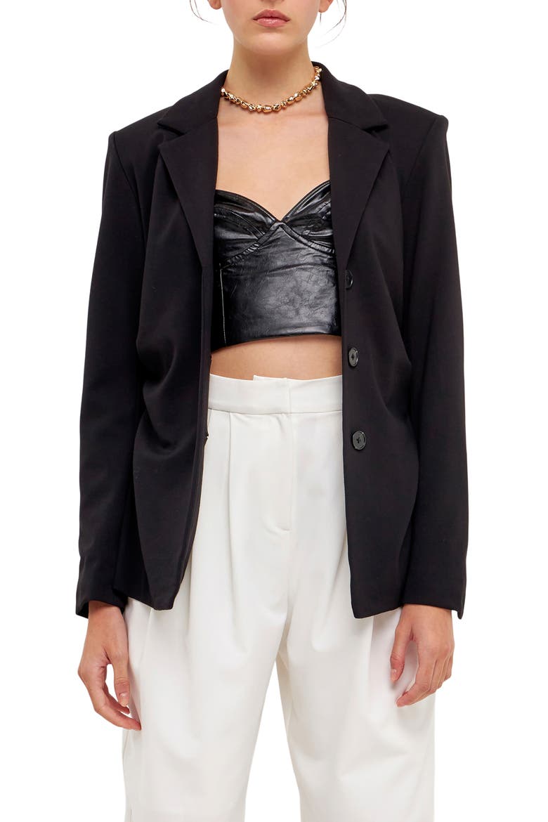 Ruched Blazer, Alternate, color, BLACK