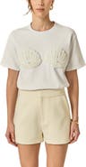 English Factory Faux Pearl Seashell Appliqué T-Shirt