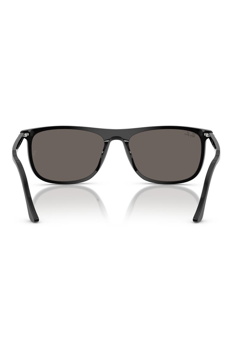 58mm Gradient Rectangular Sunglasses, Alternate, color, BLACK