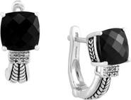 EFFY 925 Sterling Silver Diamond Onyx Earrings - 0.04 ctw