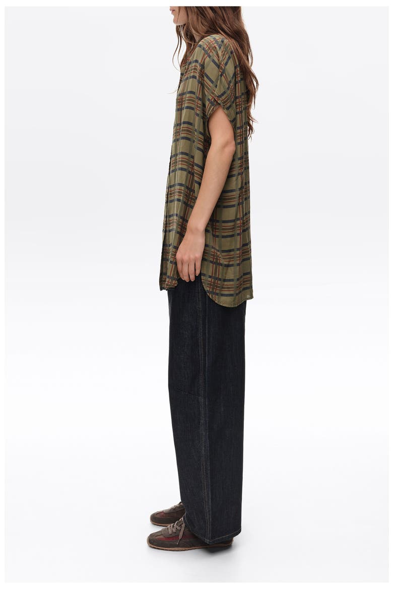 Checked Dropped-Shoulder Shirt, Alternate, color, KHAKI