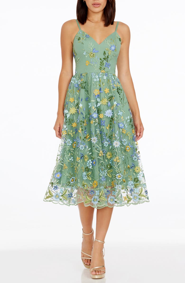 Dress the Population Maren Floral Embroidery Cocktail Dress, Main, color,