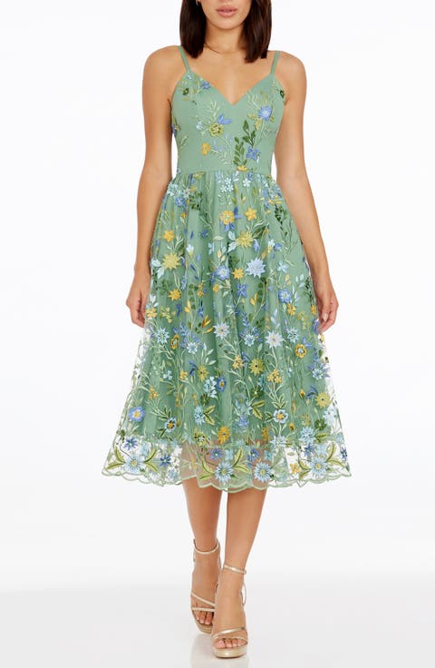 Maren Floral Embroidery Cocktail Dress