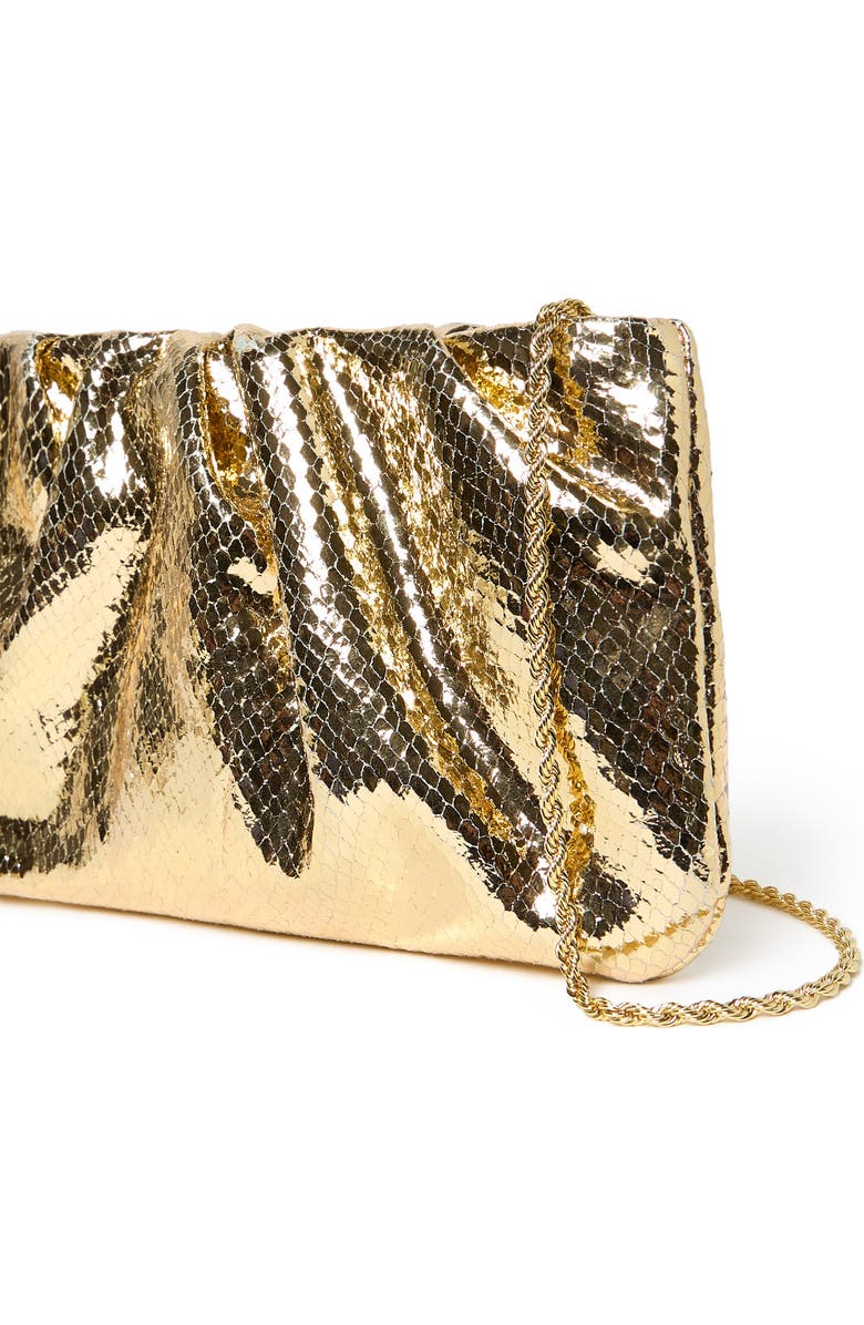 Loeffler Randall Serena Snakeskin Embossed Leather Clutch, Alternate, color, Light Gold