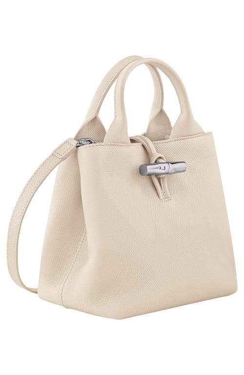 Longchamp Small Le Roseau Leather Tote In White