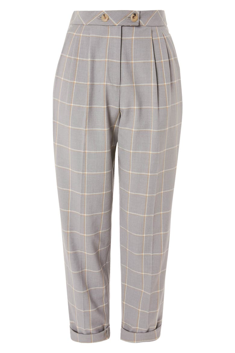 Windowpane Plaid Trousers, Alternate, color, GREY MULTI