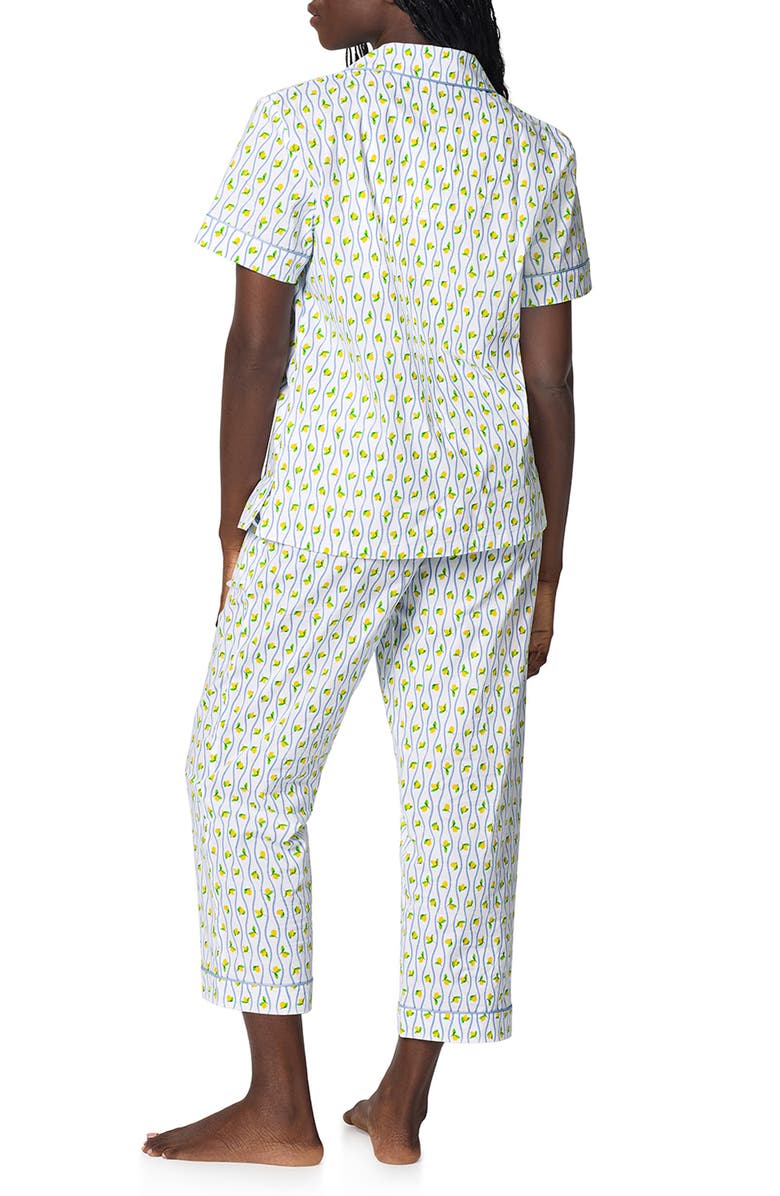 BedHead Pajamas Print Organic Cotton Poplin Crop Pajamas, Alternate, color, Limoncello Stripe