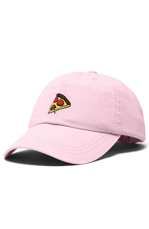 Dalix Pizza Slice Embroidered Dad Hat In Washed Pink