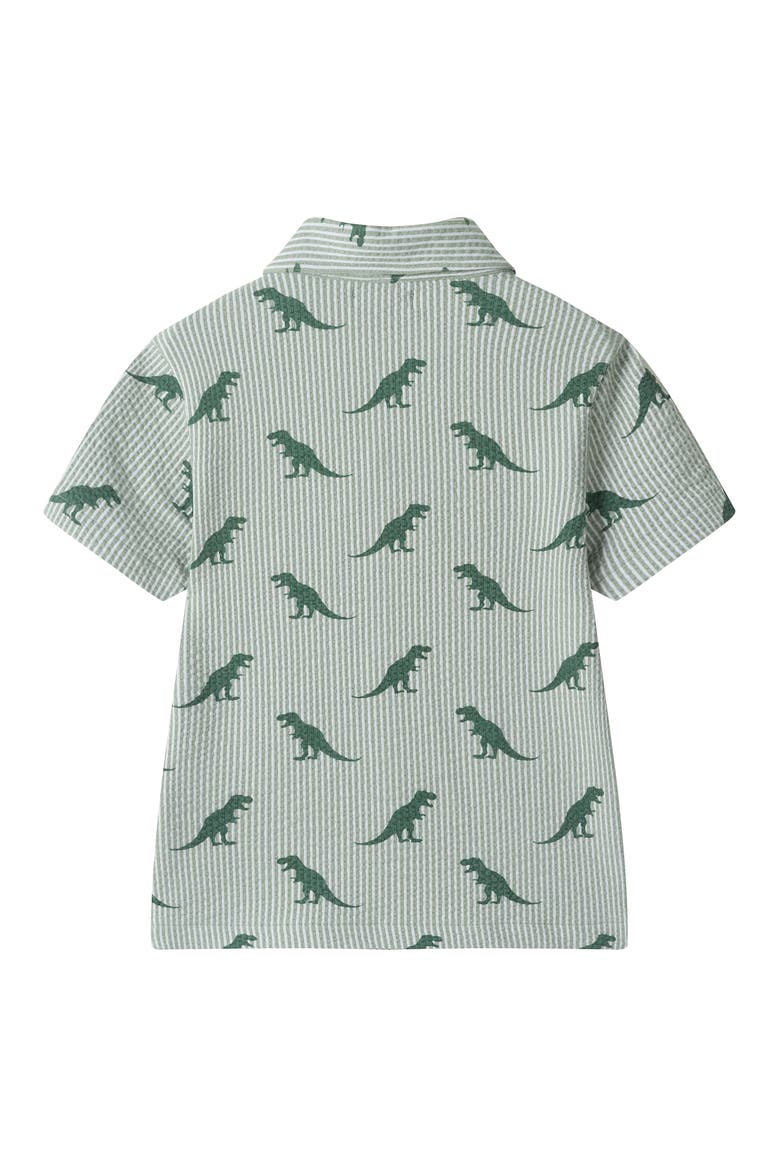 Kids' Seersucker Button-Up Shirt & Shorts, Alternate, color, GREEN DINO