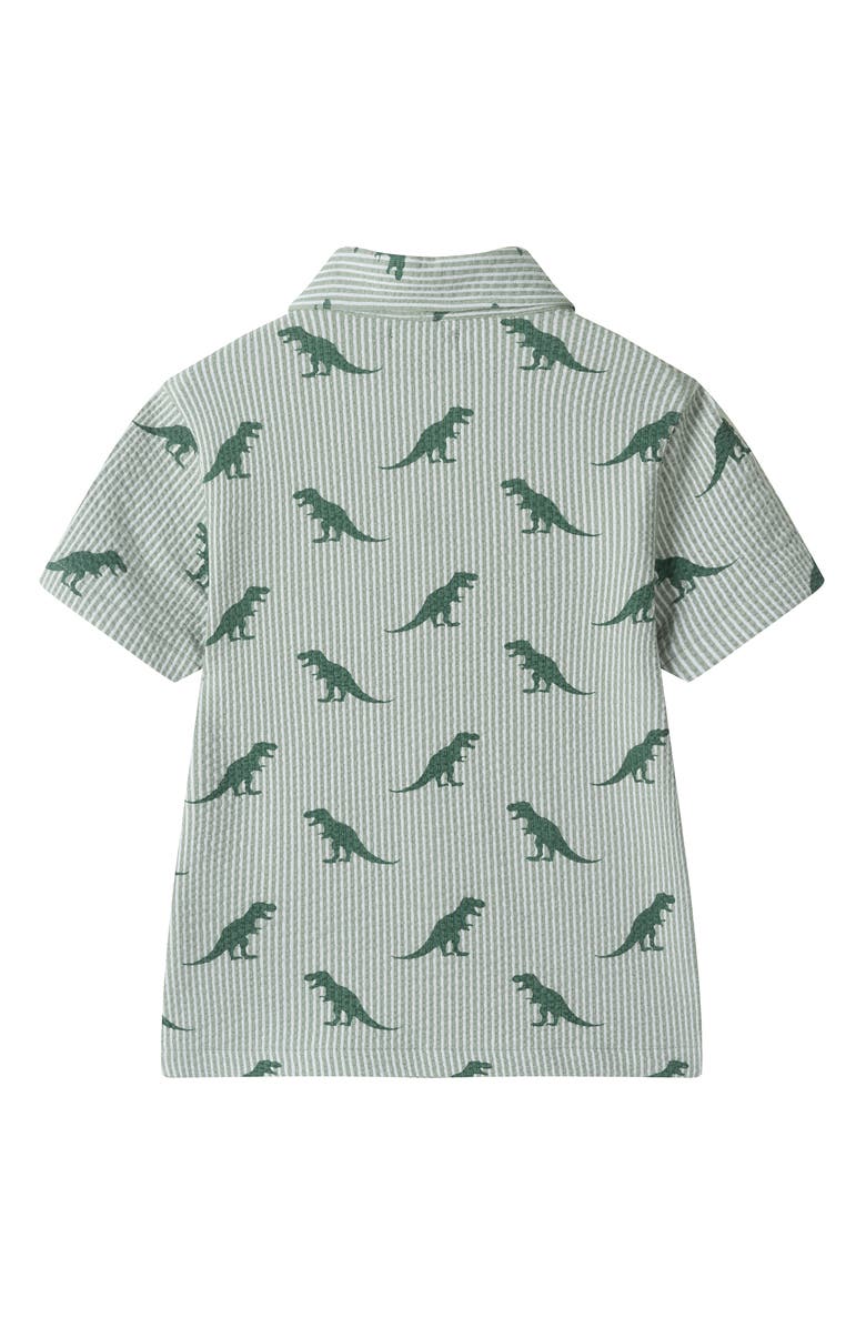 Andy & Evan Kids' Seersucker Button-Up Shirt & Shorts, Alternate, color, Green Dino