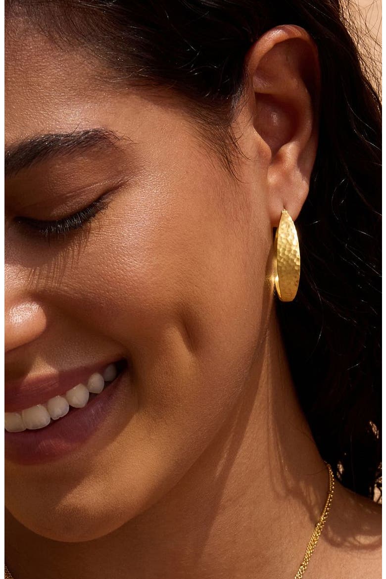 Shine Bright Hammered Hoop Earrings, Alternate, color, Gold