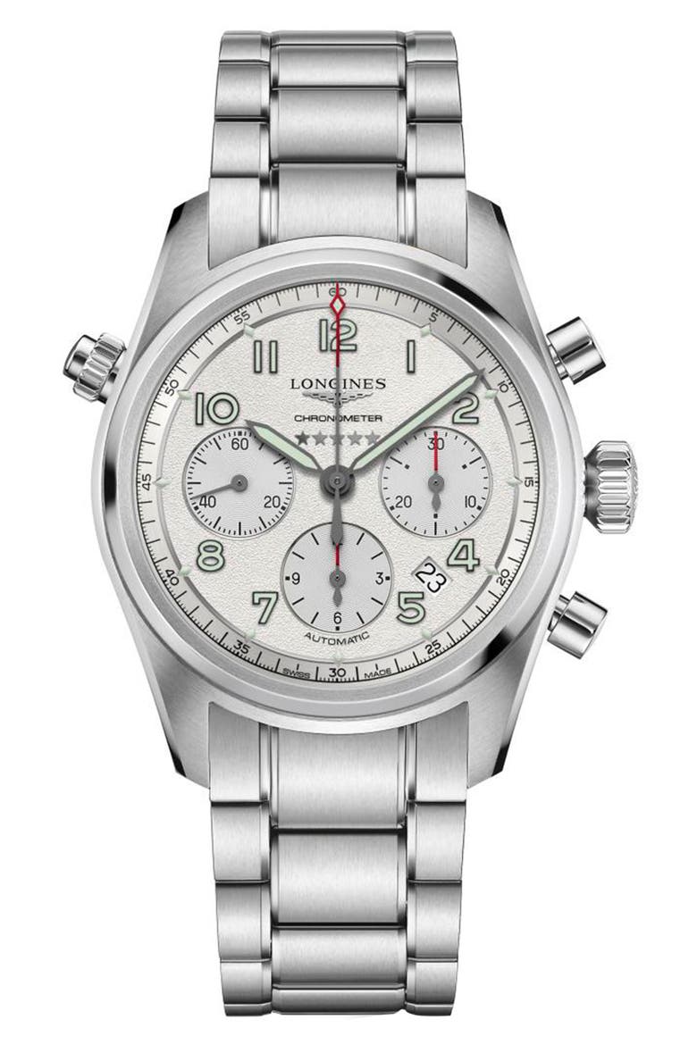 Spirit Automatic Chronograph Bracelet Watch, 42mm, Main, color, SILVER/ WHITE