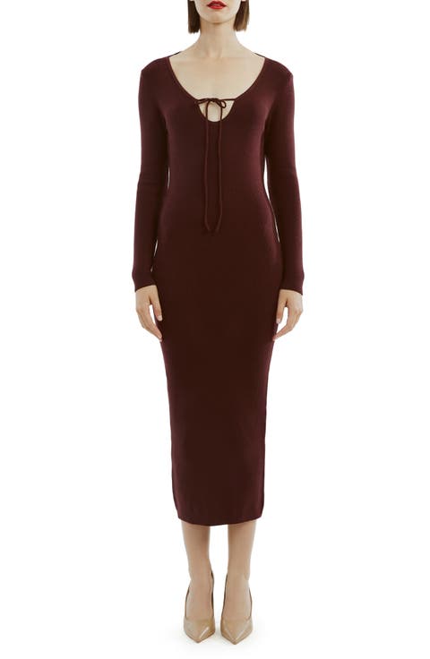 Verona Long Sleeve Rib Sweater Dress