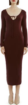 Bardot Verona Long Sleeve Rib Sweater Dress