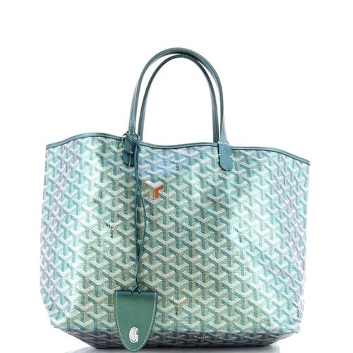 Pre-owned Goyard Goyard Saint Louis Tote Iridescent Coated Canvas Pm In Green