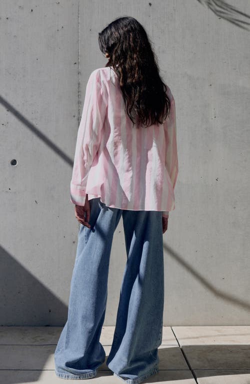 Mango Striped Cotton Shirt Pastel Pink In Pink