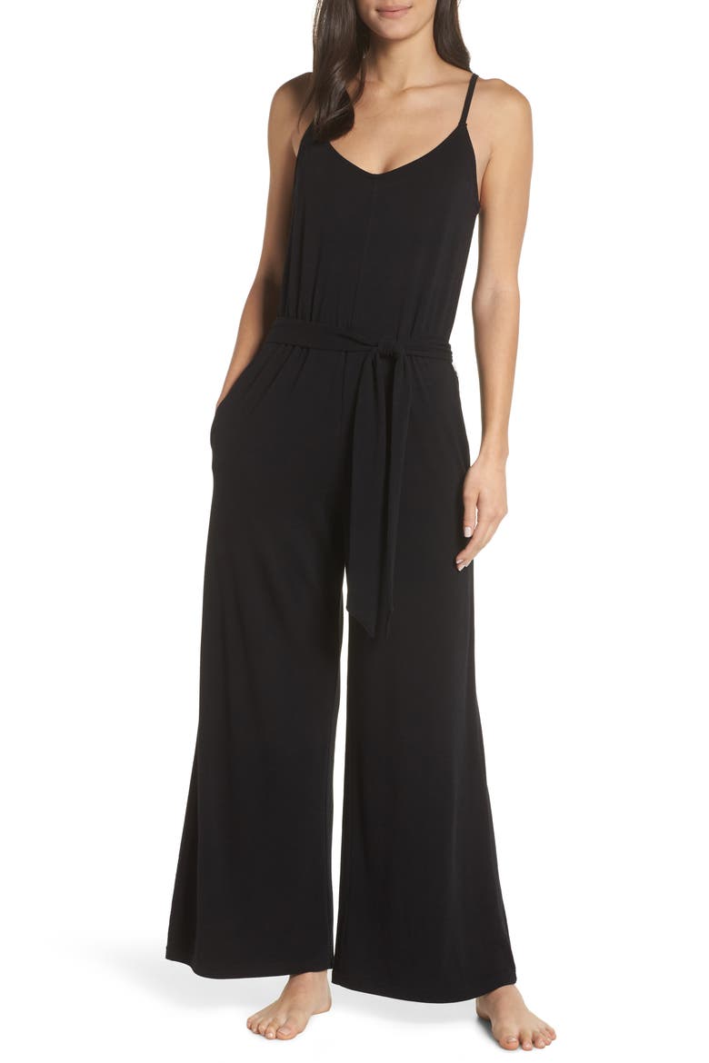 Lounge Jumpsuit (Nordstrom Exclusive), Main, color, BLACK