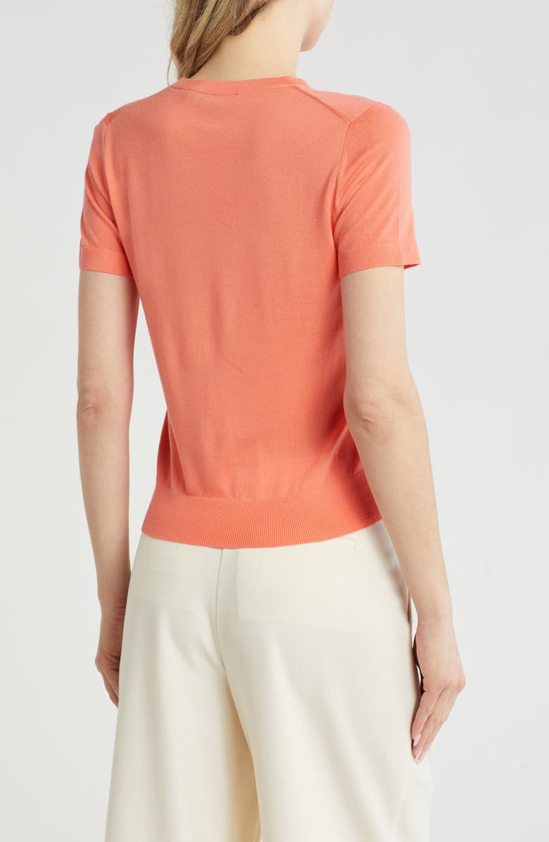 Theory P Regal Short Sleeve Wool Blend Sweater, Alternate, color, Brt Coral