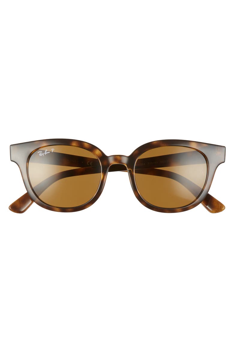 50mm Polarized Cat Eye Sunglasses, Alternate, color, HAVANA/ DK BROWN POLAR