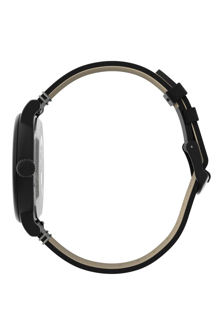 Standard Leather Strap Watch, 40mm, Alternate, color, BLACK