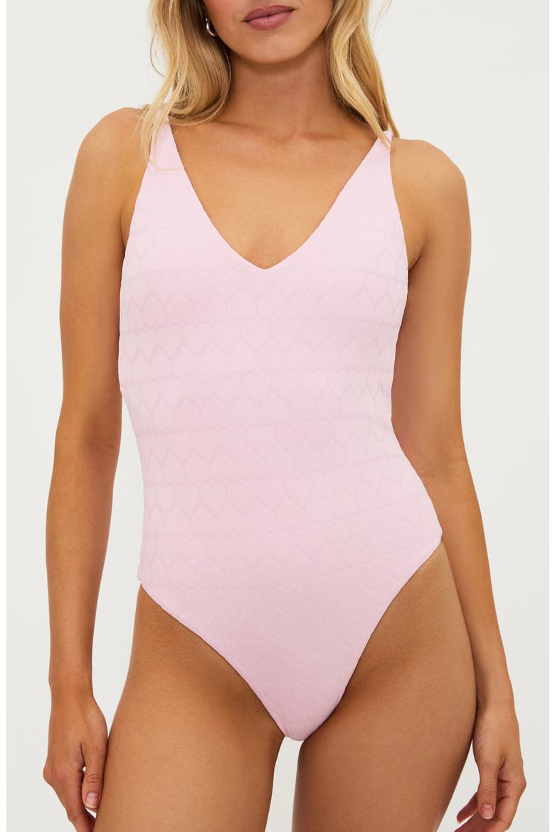 Reese Heart One-Piece Swimsuit, Main, color, PINK SANDS