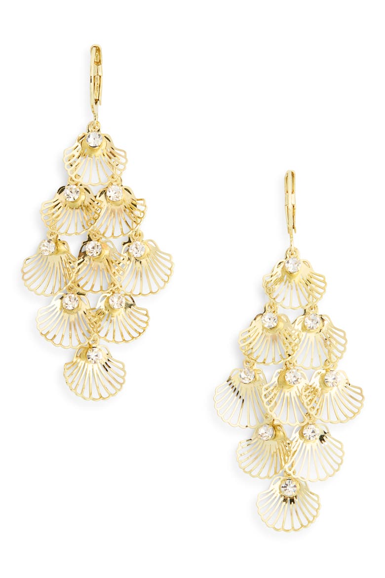 Fatimah Cubic Zirconia Fan Chandelier Earrings, Main, color, GOLD